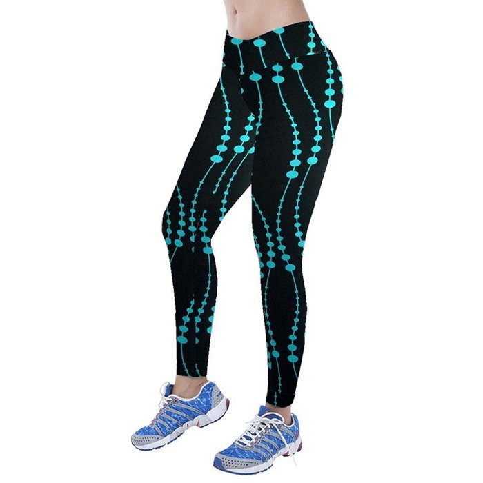 PHOTNO High Waist Fitness Yoga Sport Pants Printed Stretch Nine Points Leggings N5