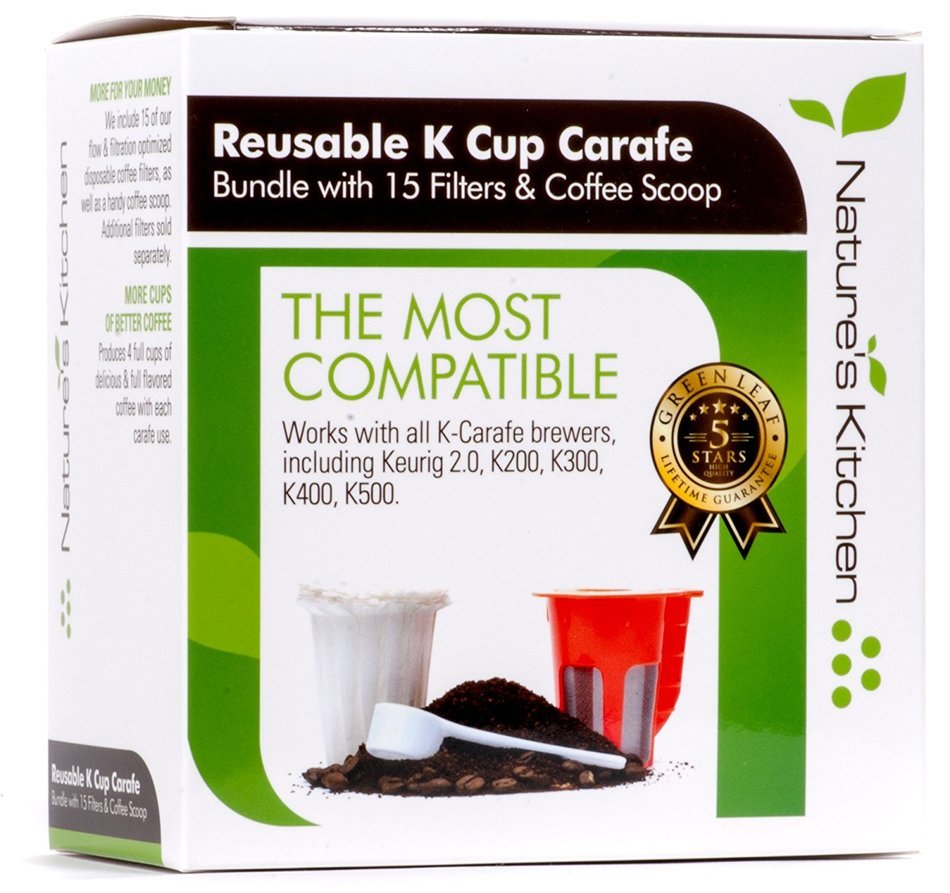 Nature's Kitchen Reusable K Carafe Bundle with Optional Filters and Coffee Scoop N6