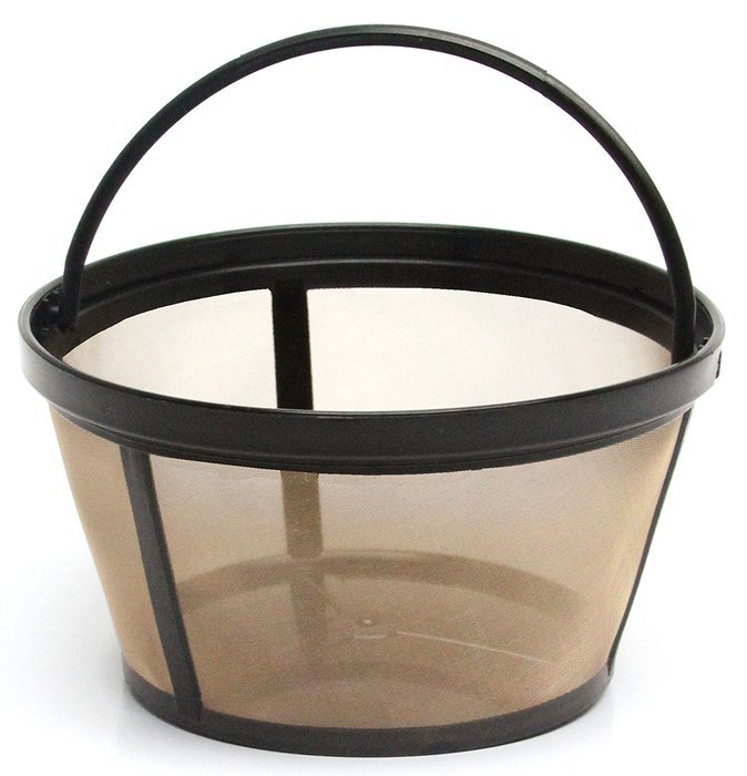 Gold Tone Reusable Basket-style 10-12 Cup Coffee Filter with Solid Bottom