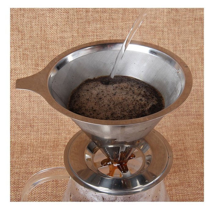 Pour Over Coffee Filter Paperless - STYDDI Stainless Steel Reusable Double Mesh Coffee Dripper with Stand , Coffee... N7