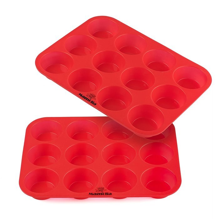 Silicone Cupcake And Muffin Pan, [TWO PACK], 2 x 12 cup reg size Cup Premium Cupcake Pan, Non Stick, BPA Free,... N2