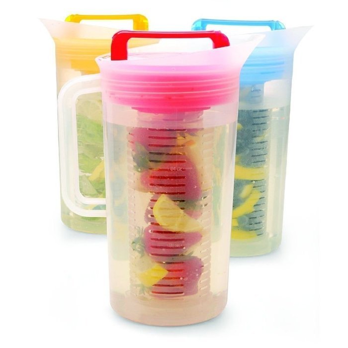 Shake & Infuse Red Pitcher w/ Tube, 96 Fluid Ounces (3 Quarts) by Pride Of India N8