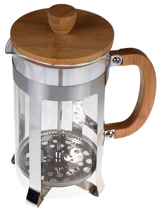 Gourmet 1 Liter Stainless Steel, Glass, and Bamboo French Press Coffee Brewer N3