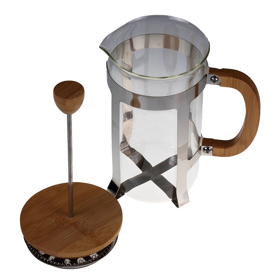 Gourmet 1 Liter Stainless Steel, Glass, and Bamboo French Press Coffee
