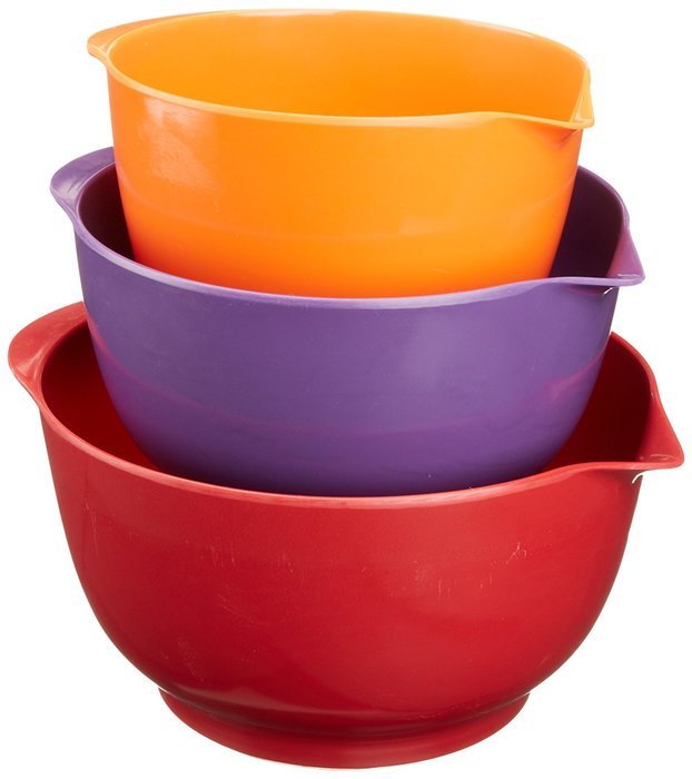 GHP 3-Piece Melamine Mixing Bowl Set with Non-Skid Silicone Bottoms ...