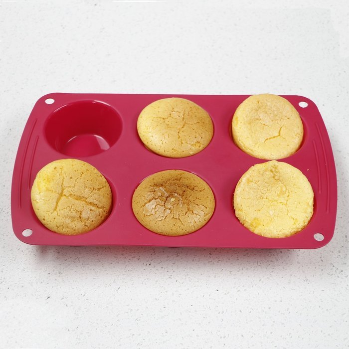 Webake 2 Pack Silicone Cake Molds,Bundt and Madeleine Pan,Round and Heart Shape Muffin Cupcake Pan (Red,Blue) N3