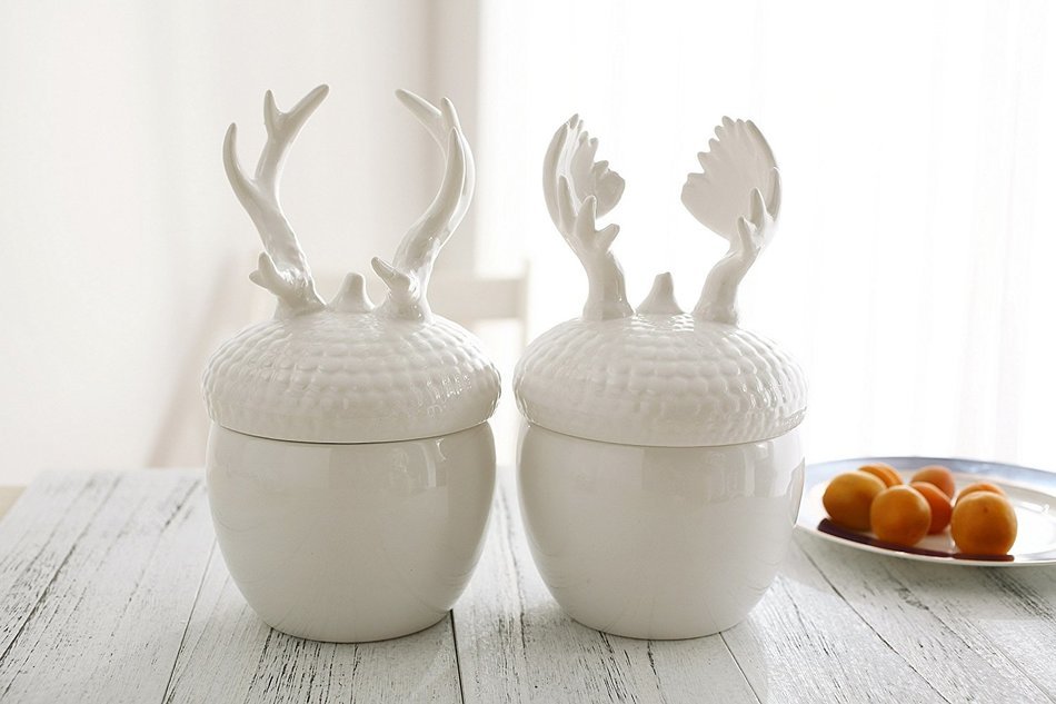 Tea Storage Bulk Candy Jars, Ceramic Reindeer Kitchen Canister Decor N28