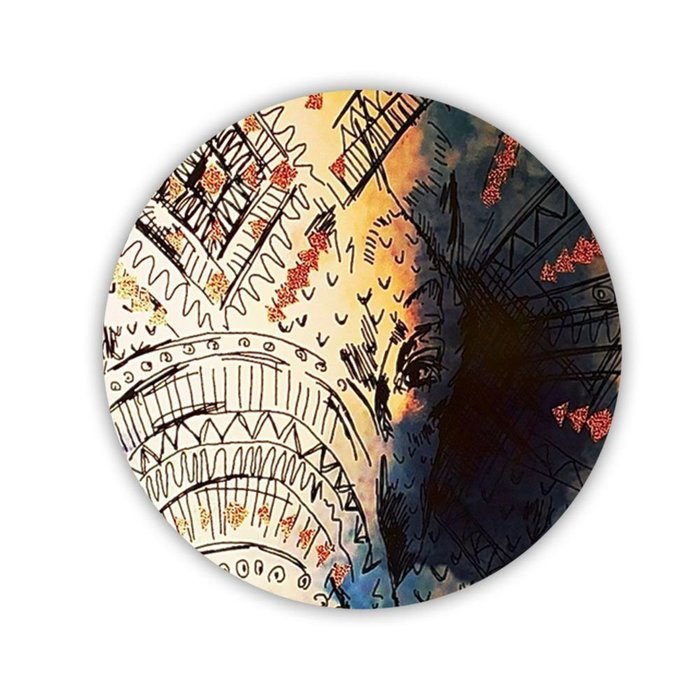 Generic Coaster Mdf Apparent Print Colorful Elephant Drawing 2 N2