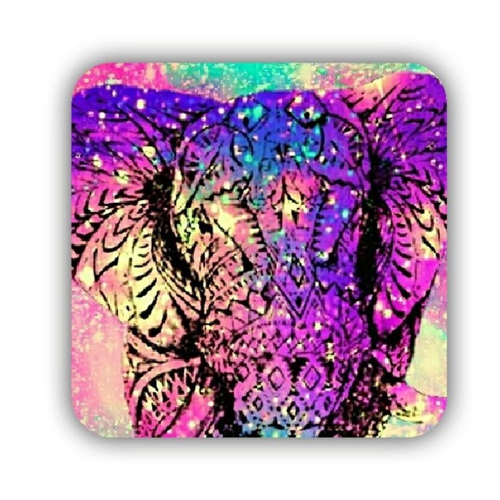 Generic Coaster Mdf Apparent Print Colorful Elephant Drawing 2 N3