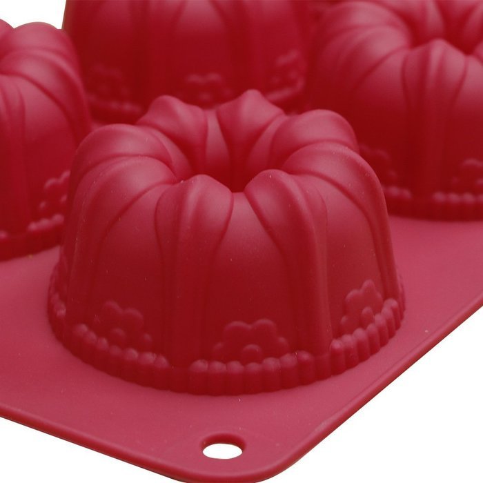 Webake 2 Pack Silicone Cake Molds,Bundt and Madeleine Pan,Round and Heart Shape Muffin Cupcake Pan (Red,Blue) N4