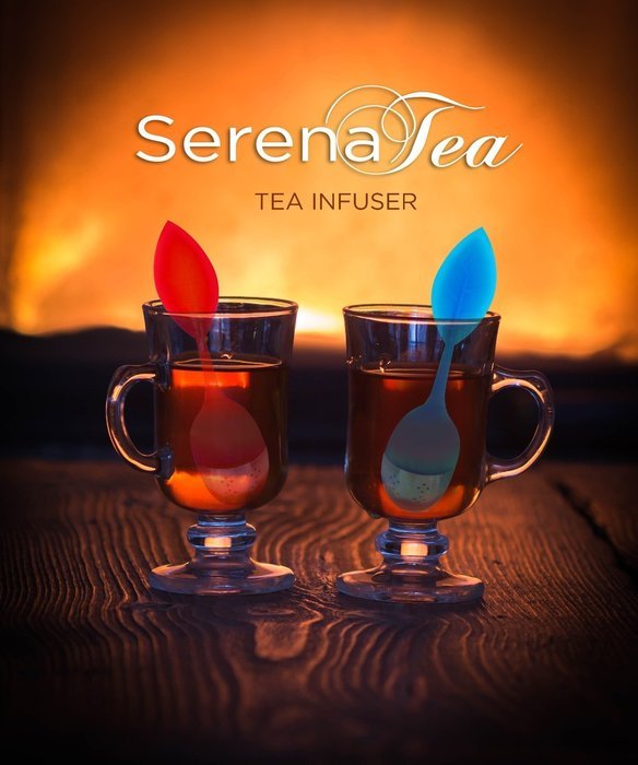 SerenaTea Luxurious Tea Infuser- Blue Silicone Tea Infuser | Handle Stainless Steel Strainer Filter Infuser with... N4