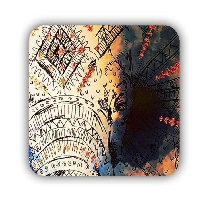 Generic Coaster Mdf Apparent Print Colorful Elephant Drawing 2 N5