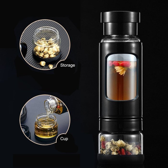 Tea Infuser/Tea Tumbler Water Bottle W/ Stainless Steel Loose Leaf Strainer Filter &Spill-Proof Lid-Eco Borosilicate... N13