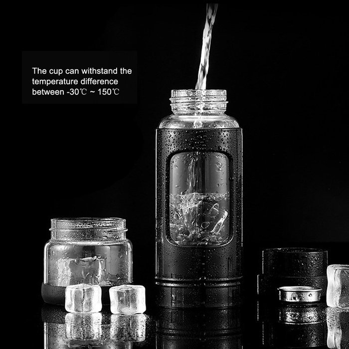Tea Infuser/Tea Tumbler Water Bottle W/ Stainless Steel Loose Leaf Strainer Filter &Spill-Proof Lid-Eco Borosilicate... N14