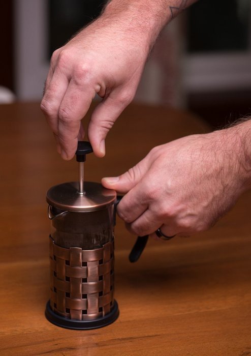 Gourmet Single Serve Matte Copper French Press Coffee Brewer with Woven Design N4