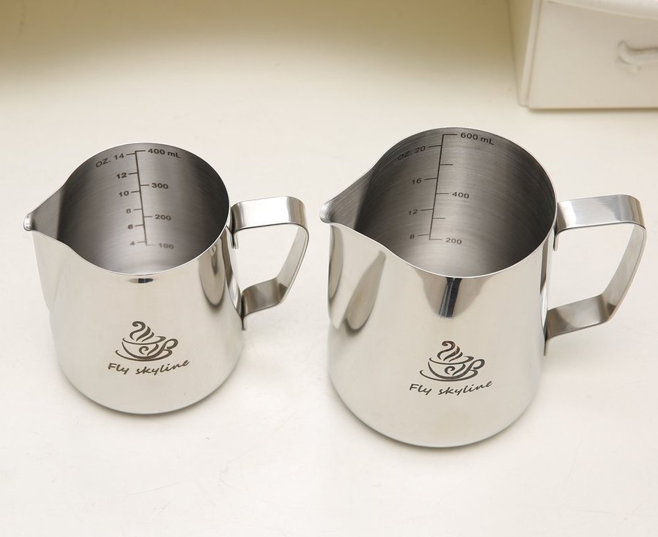 Fly Skyline Stainless Steel 14oz Milk Frothing Pitcher, Measurements Inside the Pitcher While Enjoying Precise... N3