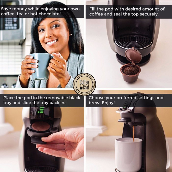 Coffee Chef (TM ) 2Pcs Refillable Nescafe Dolce Gusto Capsule With 1Pcs Spoon | Reusable and Compatible with Mini... N6