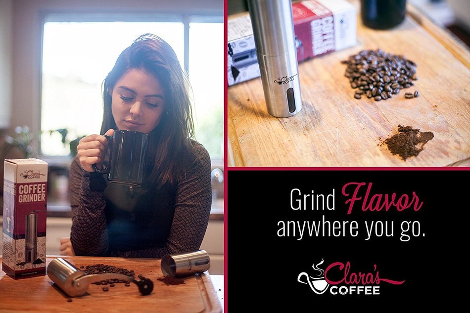 Premium MANUAL COFFEE GRINDER -Stainless Steel Body & Adjustable Ceramic Conical Burr. Hand Crank Mill Grinds... N4