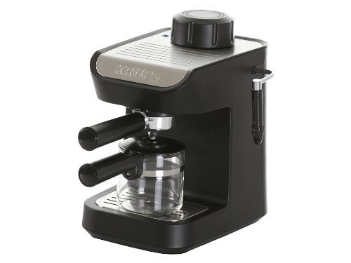 KRUPS XP1020 Steam Espresso Machine with Glass Carafe, 4-Cup, Black N2
