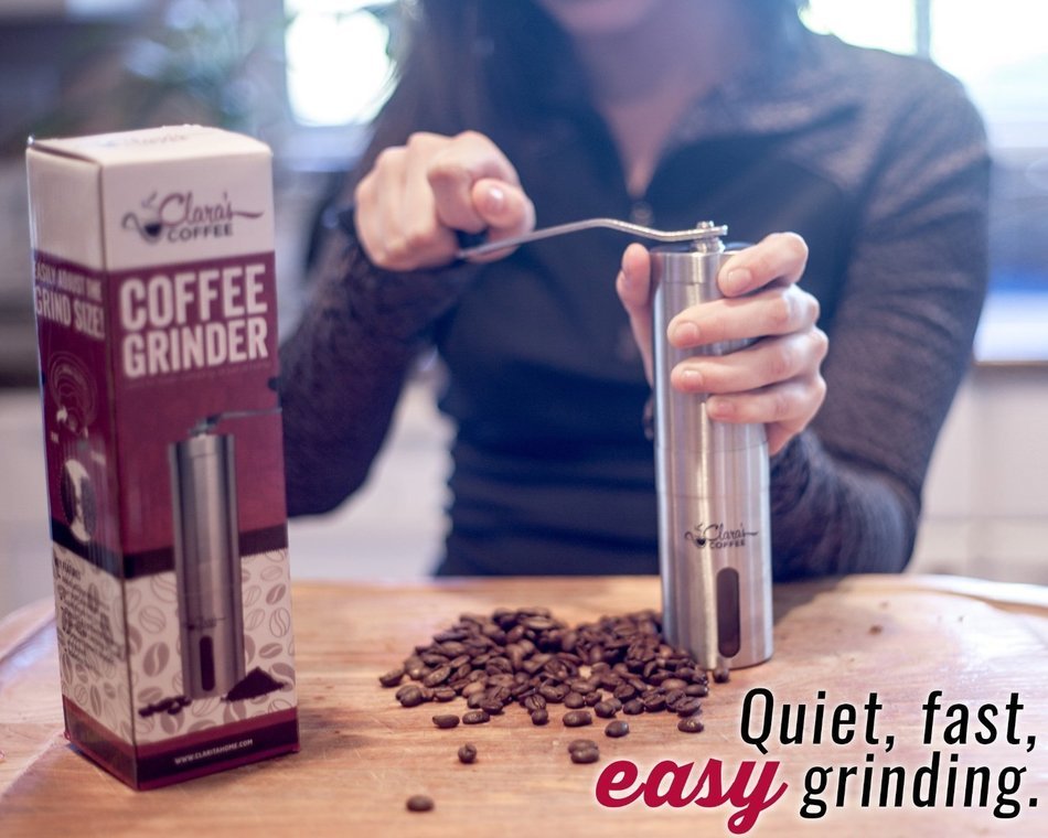 Premium MANUAL COFFEE GRINDER -Stainless Steel Body & Adjustable Ceramic Conical Burr. Hand Crank Mill Grinds... N6