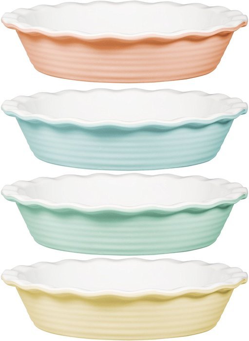 Embossed Rings 10.5"D Pastels Pie Plates-Set Of 4