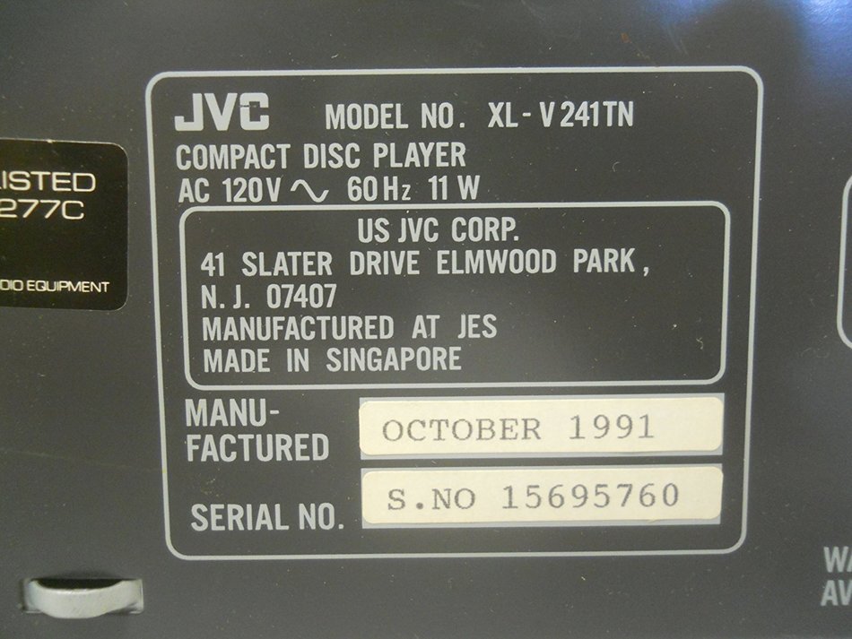 JVC XL-V241 Compact Disc CD Player Tray Type CD PEM DD Converter Pulse Edge Modulation Differential Linearity... N4