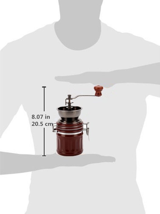 3E Home Manual Canister Ceramic Burr Coffee Mill Grinder, Stainless Steel Top and Ceramic Body N5