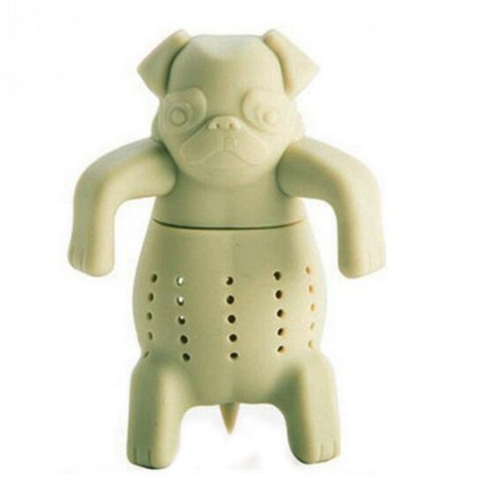1Pc Lovely Tea Strainers Silicone Tea Infuser Kawaii Portable Dog Tea Strainers Spice Infuser Filter Beige N3