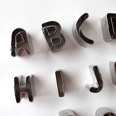 Sher 26PCS Letter Style Stainless Steel Cake & Cookie Cutters Molds N3