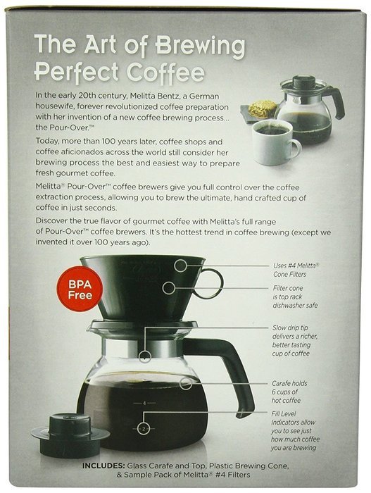 (Ship from USA) Melitta Coffee Maker 6 Cup Pour-Over Brewer with Glass Carafe 1-Count Pack of 1 /ITEM NO#8Y-IFW81854289987 N3
