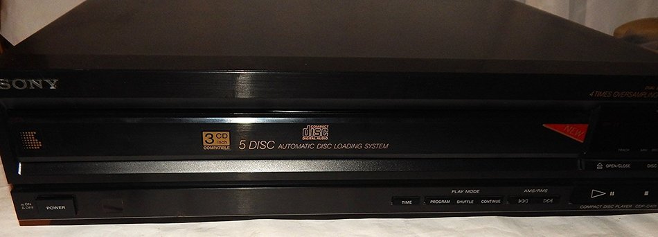 SONY 5 Disc CD Player Model CDP-C401 Plays 5&rdquo; and 3&rdquo; Discs