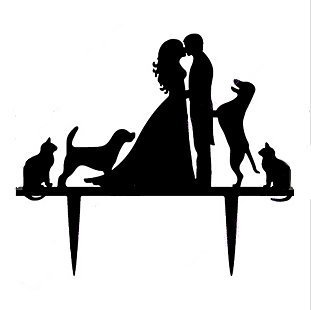 Mr & Mrs Bride and Groom Silhouette Wedding Cake Topper Pick COVERED WITH A PROTECTIVE LAYER WHICH SHOULD BE TORN... N25