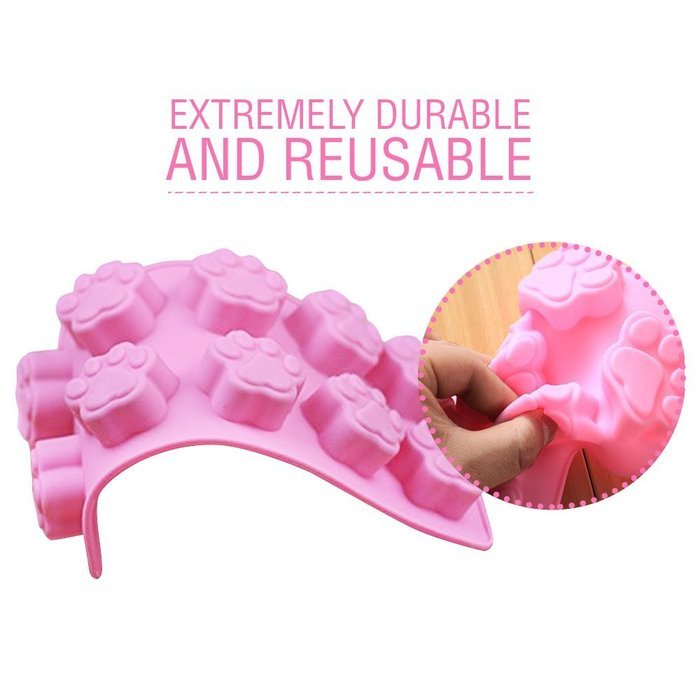 Dog Paws Mold | 2 pcs Adorable Mini Paw-shaped 10 Cavities Baking Mold Non Stick Non-toxic Soft Silicone Heat... N4