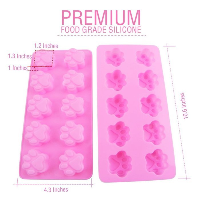 Dog Paws Mold | 2 pcs Adorable Mini Paw-shaped 10 Cavities Baking Mold Non Stick Non-toxic Soft Silicone Heat... N5