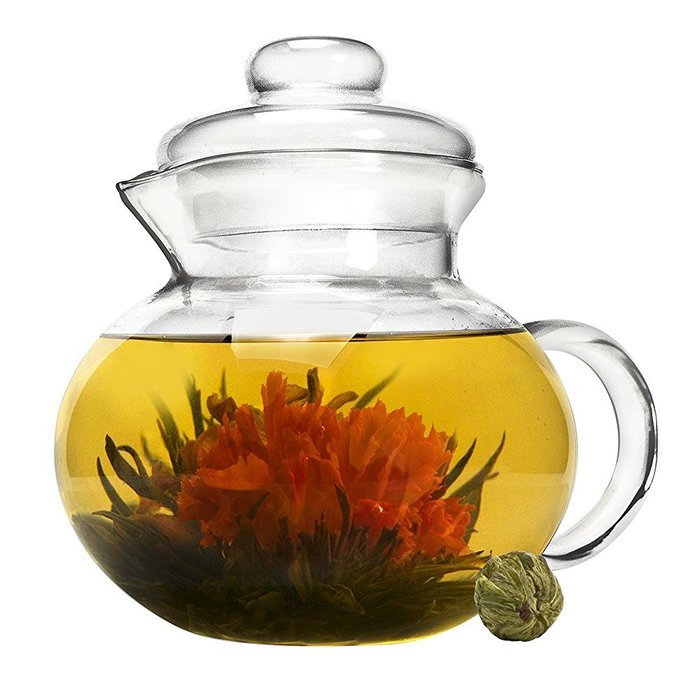 Primula Blossom Glass Teapot &ndash; Wide Mouthed Borosilicate Glass &ndash; 40 oz. &ndash; Dishwasher and Microwave Safe &ndash; Clear... N5