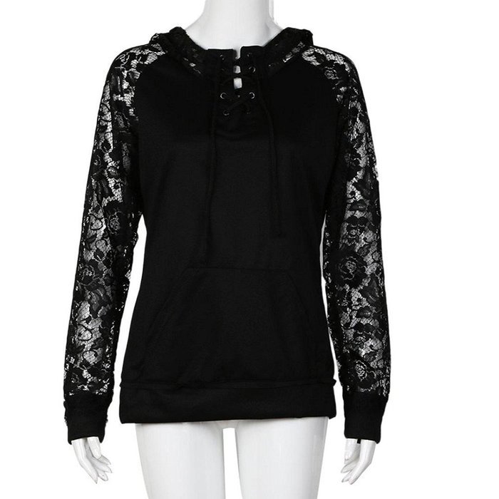 Hoodie Sweater,Morecome Womens Lace Long Sleeve Hoodie Coat Blouse Sweater N3