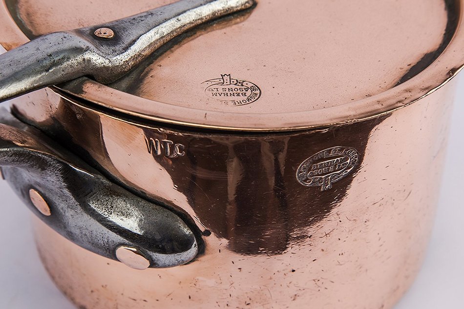Classical Medium Copper Cooking Pan Lid Benham Sons Antique Service Kitchen Serving Dinner English Circa 1900 LS N2