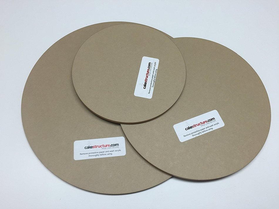 3 Pc 6.5, 8.5, 10.5 Inch Round Set 1/4" Thick Clear Acrylic Ganache Butterceam