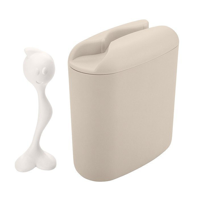 Koziol Hot Stuff Coffee, Tea, Sugar Storage Container With Scoop 500&nbsp;G/17 oz, Taupe/White