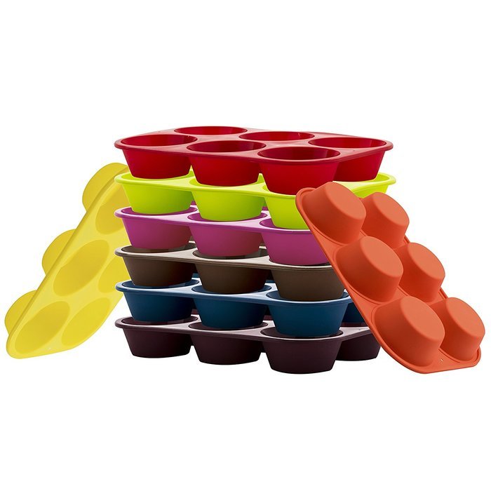 Marathon Housewares KW200010RD Premium Silicone 6 Cup Standard Size Muffin Pan, Red N22