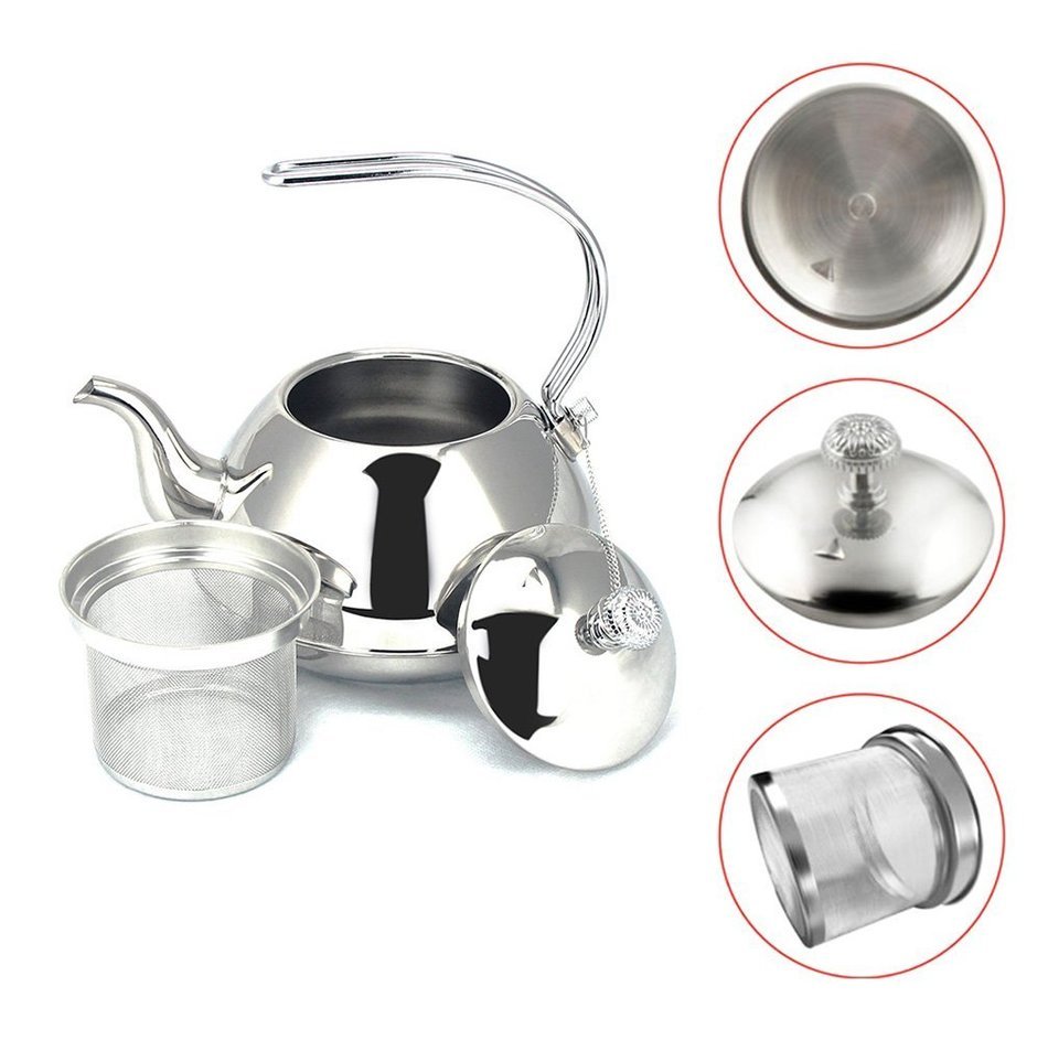 Tea Kettle CHANMOL 50oz Stainless Steel Tea Pot with Infuser Filter Arc Handle ,Best Polished Espresso Coffee... N9