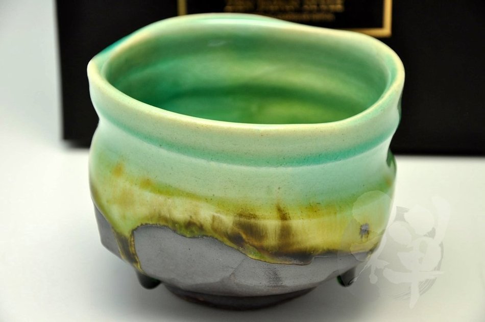 Japanese Mino Yaki ware Matcha Bowl Green Tea 11.5 / 11.5 / 8.5cm (4.5 / 4.5 / 3.3inch)[7358] N2