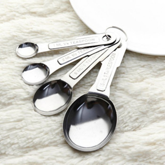 JASTON 4Pcs Stainless Steel Kitchen Cook Measuring Spoon Teaspoon Set N2
