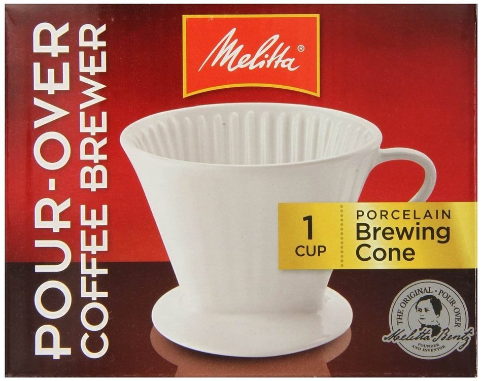 Melitta 64101 Porcelain #2 Cone Brewer with Cone Coffee Filter #2 - Natural Brown 100 Count N4