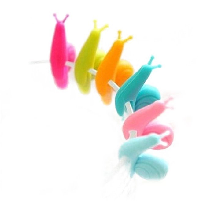Moolecole Tea Infuser Label For Hanging Tea Bag Environmental Silicone Snails Clip (Six Colors, Set of 6, 1 Set) N3