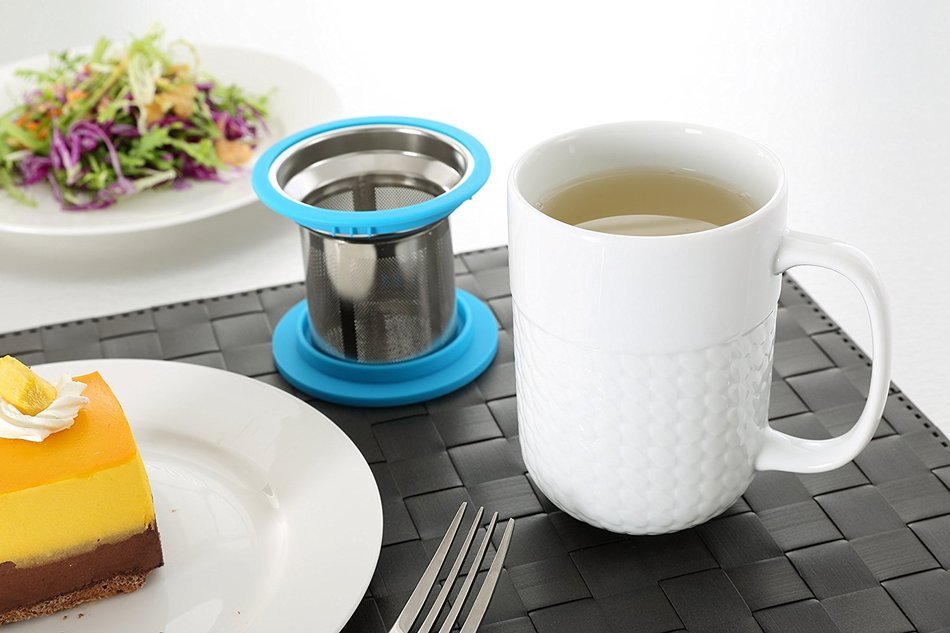 Tea Infuser Mug - [FREE Silicon Tea Bag]. Loose Leaf Tea Infuser Set with a Stainless Steel Tea Steeper and a... N3