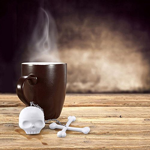 CFHKStore 1 Pc Infuser Silicone Cross Bones Leaf Tea Strainer N7
