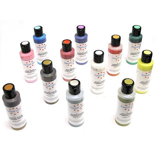 Americolor Sheen Airbrush Color Kit, Twelve 4.5-Oz Colors (Shown in Picture)