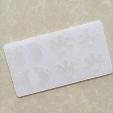 Sher 8 Hole Baby's Hands and Feet Shape Chocolate Plugin Mold for Cake Decoration Baking Mold Silicone Material N3