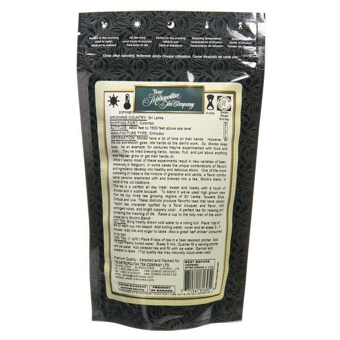 Metropolitan Tea Discovery Loose Tea Pack, Monk's Blend Flavored Black, 100gm N3